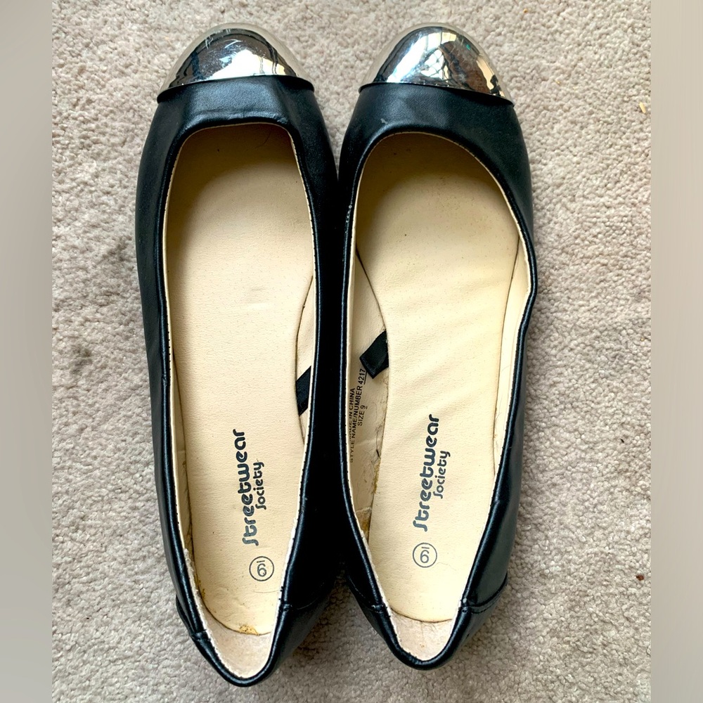 2/$30 Black flats w/reflective tips